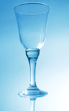 Wine glass on black blue background