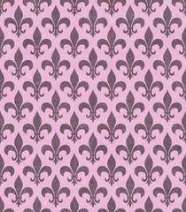 Pink Fleur De Lis Textured Fabric Background