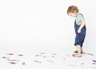 making footprints on the floor