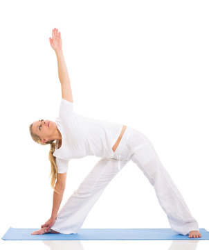 fit middle aged woman yoga pose