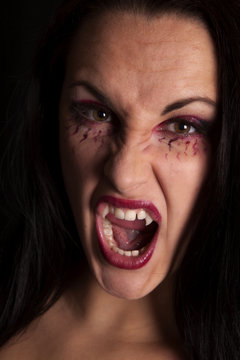 woman vampire facing  close