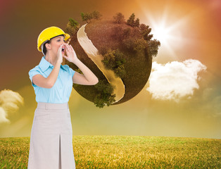 Composite image of attractive architect shouting
