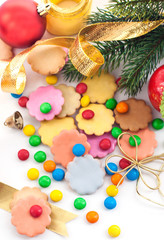 Colorful Christmas cookies and candies