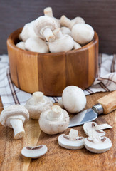 Fresh champignon mushrooms
