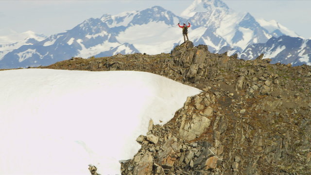 Aerial view on ridge of professional high achiever  Alaska, USA