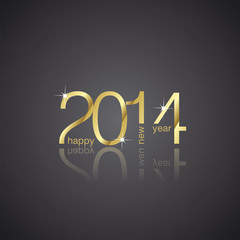 Gold New Year 2014 black background vector - obrazy, fototapety, plakaty