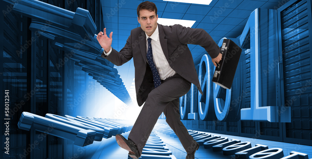 Poster composite image of stern businessman in a hury