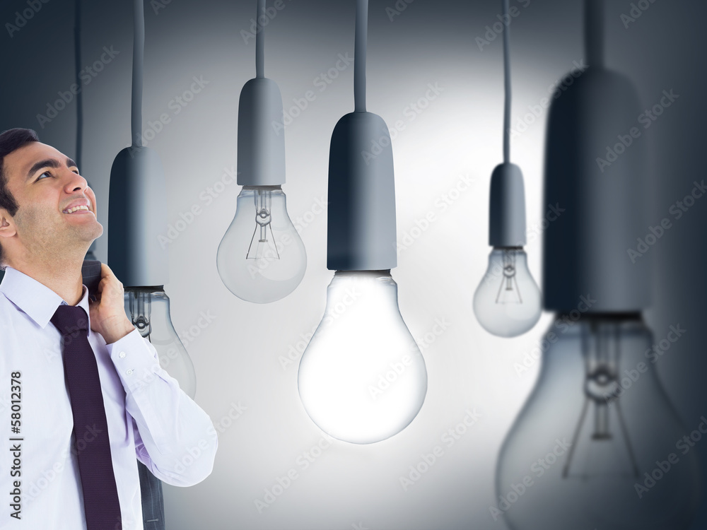 Poster composite image of smiling businessman standing
