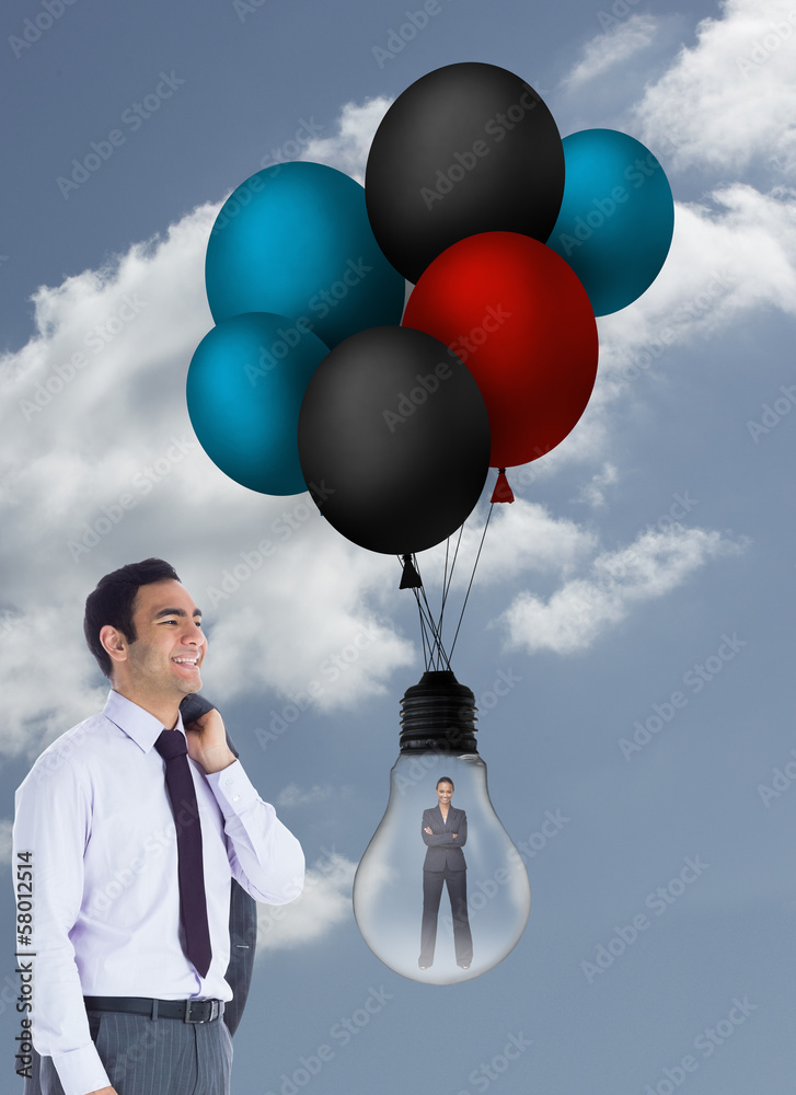 Poster composite image of smiling businessman standing