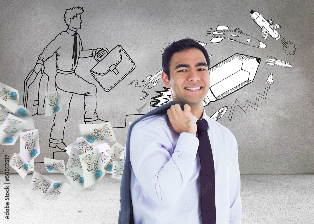 Poster composite image of smiling businessman standing