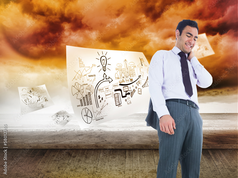 Poster composite image of smiling businessman standing