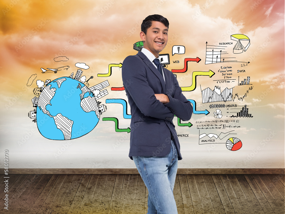 Poster composite image of smiling casual businessman with arms crossed