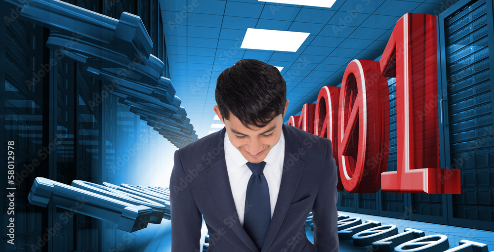Poster composite image of smiling casual businessman walking