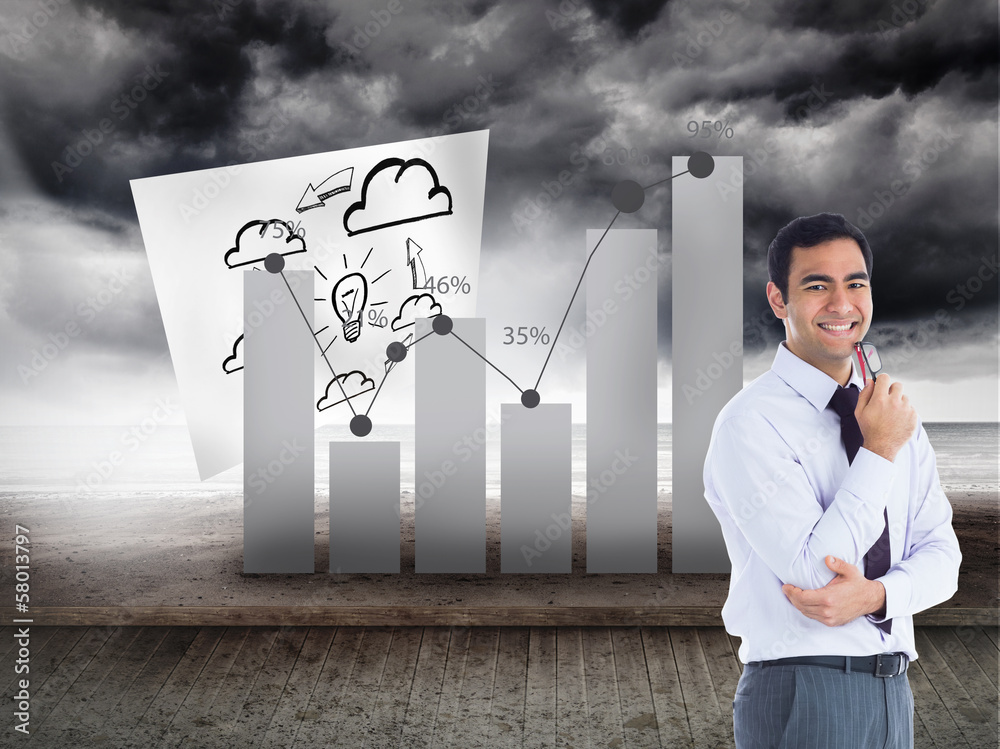 Poster composite image of smiling businessman holding glasses
