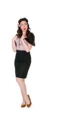 Fototapeta premium Cute retro woman, isolated on white