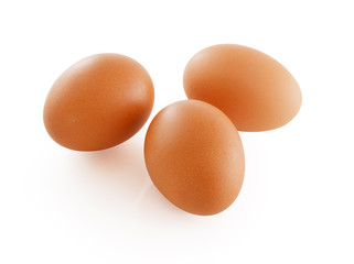 Three eggs. Isolated on white background