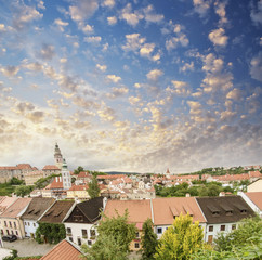 Cesky Krumlov, Czech Republic. Beautiful city medieval skyline a