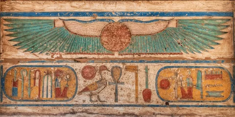 Schilderijen op glas Madinet Habu tempel hiërogliefen in Luxor © Cisek Ciesielski