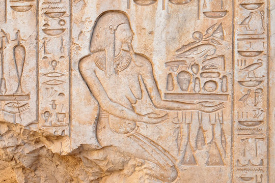 Bas relief in Medinet Habu temple, Luxor, Egypt