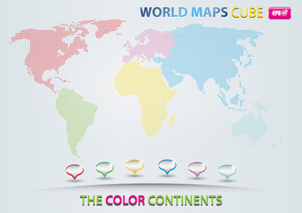 Fototapeta na wymiar World map with cube