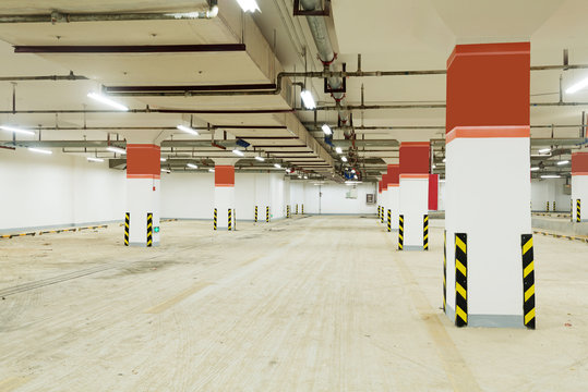 Empty underground parking lot area