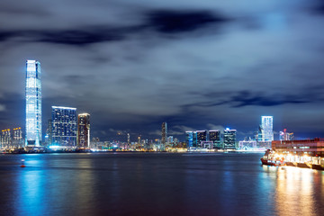 Fototapeta na wymiar Hong Kong night view of Victoria Harbor