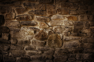 Grunge brown stone wall textured background