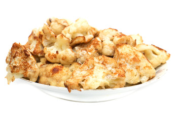 fried cauliflower on a white background