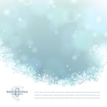 bright winter background with snowflakes