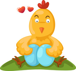 cartoon hen with eggs