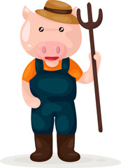 cartoon pig farmer