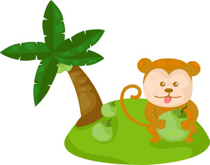 cartoon monkey with coconut