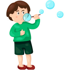 boy blowing  bubbles