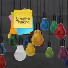 sticky note with creative thinking word  light bulb on crumpled
