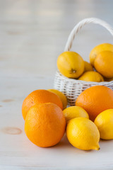 Fresh lemons and oranges