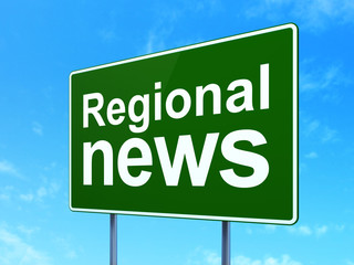 News concept: Regional News on road sign background