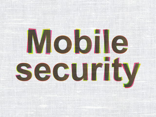 Safety concept: Mobile Security on fabric texture background