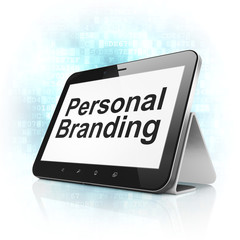 Advertising concept: Personal Branding on tablet pc computer