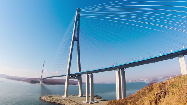 cable-stayed bridge to Russian Island. Vladivostok. Russia.