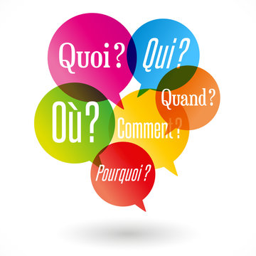 Bulles "quoi, qui, o&ugrave;, quand, comment, pourquoi ?"