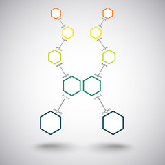 Obraz na płótnie Canvas two branches of five colored cell gradient