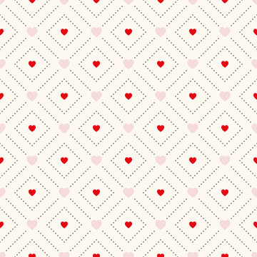 Vector seamless retro pattern with hearts