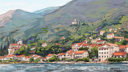 Fototapeta premium Street in Roma - illustration