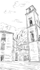 Street in Roma - sketch  illustration
