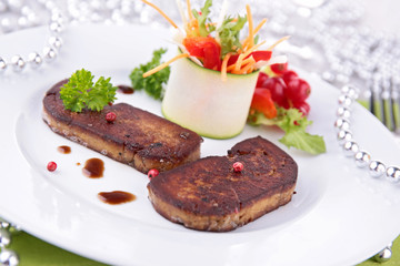 roasted foie gras with vegetables