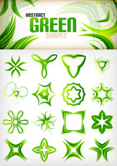 Abstract green pattern shapes set