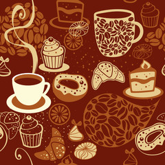 Obrazy na Szkle  Kawa bez szwu wzór