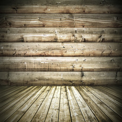 natural wood room with messy and grungy floor texture inside