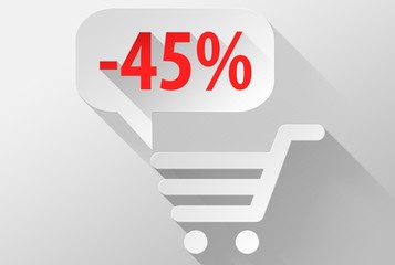 Shopping Sale 45% widget and icon 3d illustration flat design