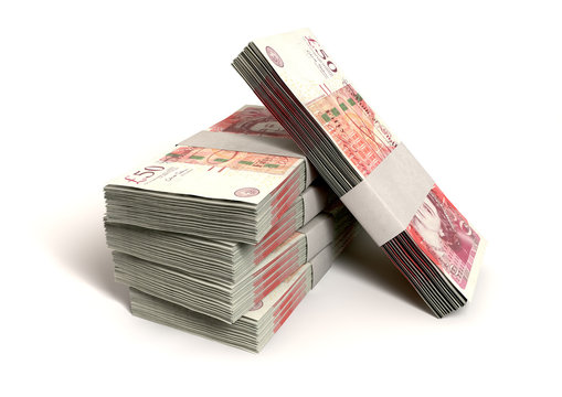 British One Hundred Pound Notes Bundles